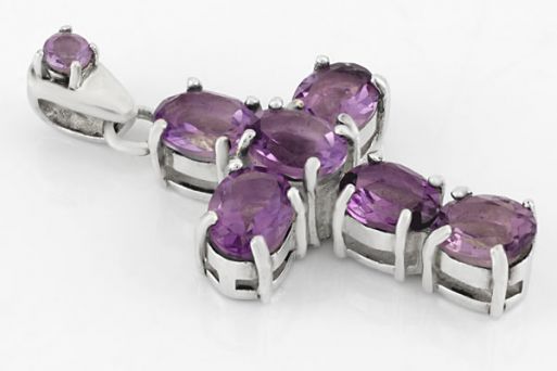 Серебряный кулон с аметистом 28199 купить в магазине Самоцветы мира