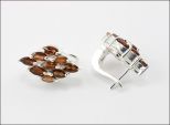 Серьги из серебра с гранатом 9 маркиз 3х6 мм 28204