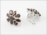Серьги из серебра с гранатом 5 маркиз 3х6 мм 4 капли 5х7 мм 28213
