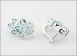 Серьги из серебра с топазом и фианитами 7овалов 4х6 мм 28300
