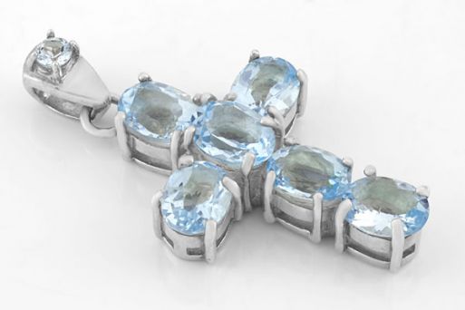 Серебряный крест с топазом 28353 купить в магазине Самоцветы мира