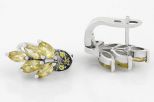 Серьги из серебра с цитрином 5 маркиз 3х6 мм 3 круга 2 мм 28402
