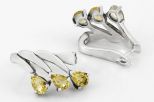 Серьги из серебра с цитрином 3 капли 4х6 мм 28410