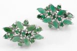 Серьги из серебра с изумрудом обсыпка маркизы и круги 28451
