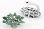 Серьги из серебра с изумрудом обсыпка маркизы и круги 28451