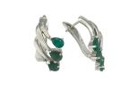 Серьги из серебра с изумрудом 3 капли 4х6 мм 28454