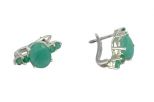 Серьги из серебра с изумрудом овал 8х10 и круги 3 мм 28465