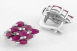 Серьги из серебра с рубином 9 маркиз 3х6 мм 28493
