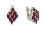 Серьги из серебра с рубином 9 маркиз 3х6 мм 28493