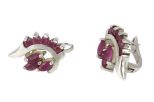 Серьги из серебра с рубином 3 маркизы 3х6 мм 5 кругов 3 мм 28502