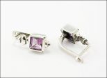 Серьги из серебра с аметистом квадрат 7х7 мм 28609