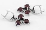 Серьги из серебра с гранатом 3 круга 6 мм 28651