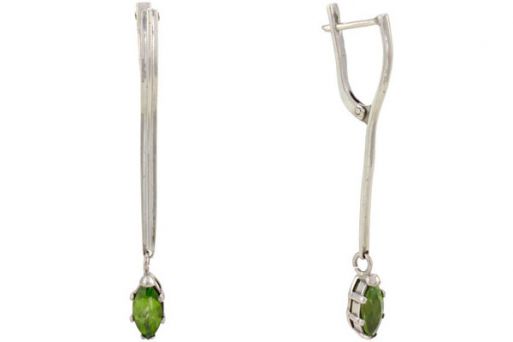 Серьги из серебра 925 пробы с Хризолитом.