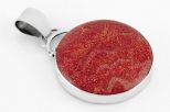 Кулон из серебра с кораллом красным круг 27 мм 29927