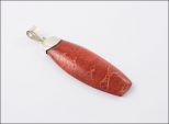 Кулон из серебра с кораллом красным прямоугольник 20х50 мм 30073