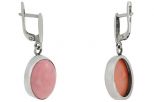 Серьги из серебра с кораллом розовым овал 14х19 мм 30140