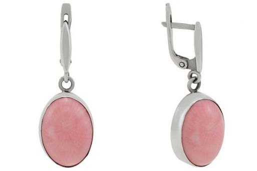 Серебряные серьги с кораллом 30140 купить в магазине Самоцветы мира