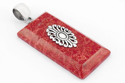 Серебряный кулон с кораллом 30196 купить в магазине Самоцветы мира