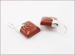 Серьги из серебра с кораллом красным квадрат 29х29 мм 30243