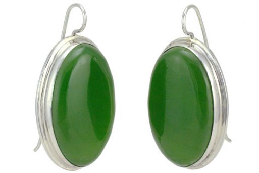 Серьги из серебра 925 пробы с Нефритом.