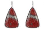 Серьги из серебра с яшмой и пиритом парус 25х35 мм 31145