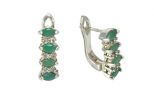 Серьги из серебра с изумрудом и фианитами 4 маркизы 3х6 мм 31282