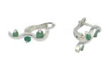 Серьги из серебра с изумрудом 3 круга 3 мм 31322