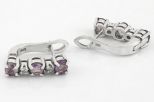 Серьги из серебра с аметистом и фианитами 3 овала 4х5 мм 31343