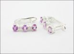 Серьги из серебра с аметистом и фианитами 3 овала 4х5 мм 31343