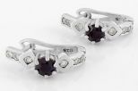 Серьги из серебра с сапфиром и фианитами круг 5 мм 31367