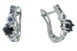 Серьги из серебра с сапфиром и фианитами круг 5 мм 31367
