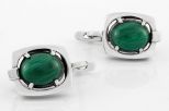 Серьги из серебра с малахитом ящик овал 8х10 мм 32482