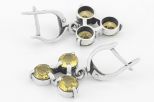 Серьги из серебра с цитрином 3 круга 6 мм 32636