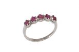 Кольцо из серебра с рубином 5 кругов 4 мм 33006