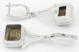 Серьги из серебра с раухтопазом прямоугольник 10х13 мм 33061