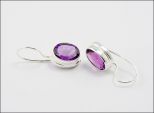 Серьги из серебра с аметистом овал 9х11 мм 33108