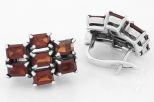 Серьги из серебра с гранатом 7 прямоугольников 6х8 мм 33474