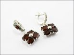 Серьги из серебра с гранатом 4 овала 7х9 мм 33492