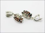Серьги из серебра с гранатом и марказитами 4 овала 5х7 мм 4 круга 5 мм 33516