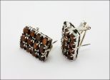 Серьги из серебра с гранатом 12 кругов 4 мм 33560