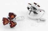 Серьги из серебра с гранатом 3 треугольника 6х6х6 мм 34797