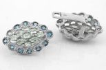 Серьги из серебра с топазом 9 маркиз 3х6 мм 12 кругов 3 мм 34862