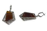 Серьги из серебра с агатом сердоликовым фантазийный 21х34 мм 34975