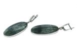 Серьги из серебра с клинохлором овал 20х39 мм 35363