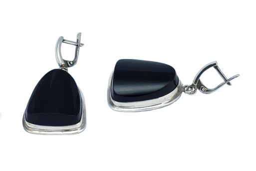 Серьги из серебра 925 пробы с обсидианом.