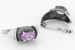 Серьги из серебра с аметистом овал 6х8 мм 36169
