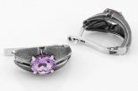 Серьги из серебра с аметистом овал 6х8 мм 36173
