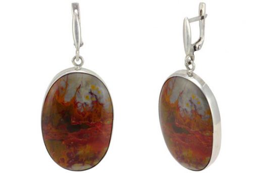 Серьги из серебра 925 пробы с яшмой.