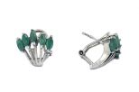 Серьги из серебра с изумрудом 5 маркиз 3х6 мм 36743