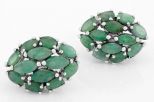 Серьги из серебра с изумрудом маркизы и овалы 37400